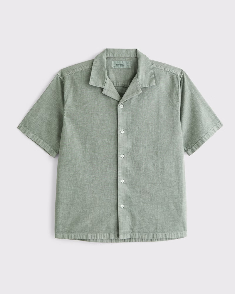 Camp Collar Summer Linen-Blend Shirt | Abercrombie & Fitch (US)