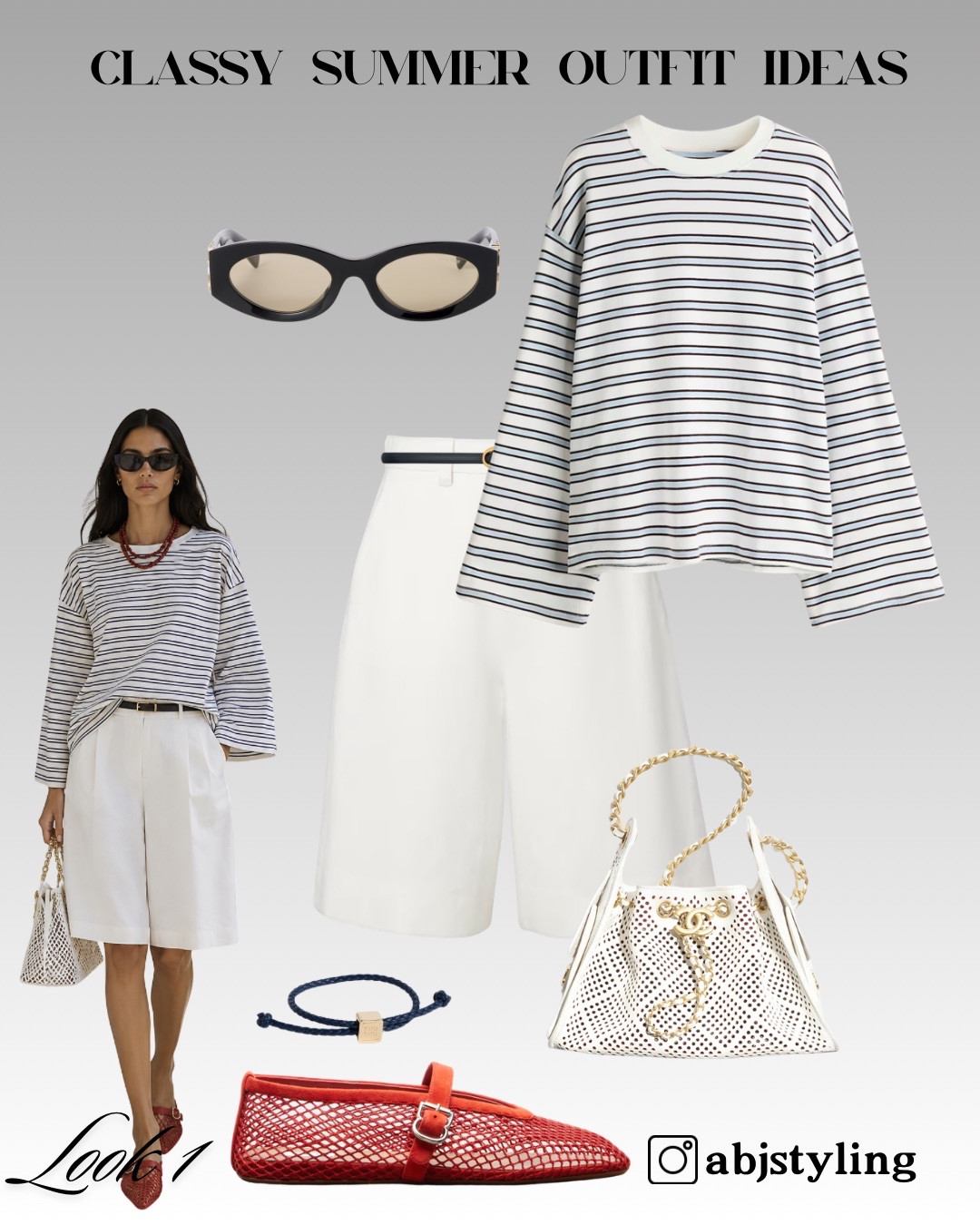 A classic summer palette with a fun twist ❤️

✔️ Relaxed striped knit
✔️ Tailored white bermuda shorts
✔️ Statement red mesh flats
✔️ Chic ivory mini bag

An easy outfit formula for holidays, city days, brunch dates, and summer weekends.

#LTKuk #LTKsummer #LTKstyletip