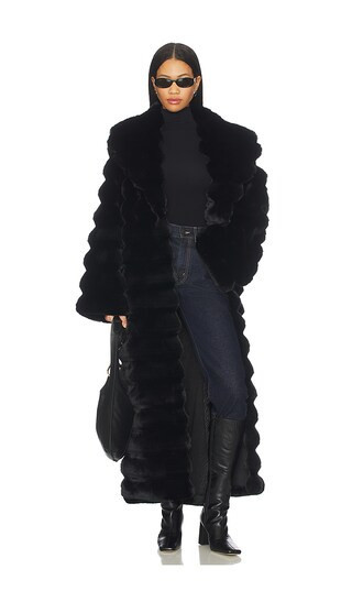 Adrienne Landau Chinchilla Full Length Coat in Black. - size M | Revolve Clothing (Global)