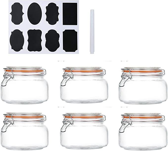 Encheng 16 oz Glass Jars With Airtight Lids And Leak Proof Rubber Gasket,Wide Mouth Mason Jars Wi... | Amazon (US)