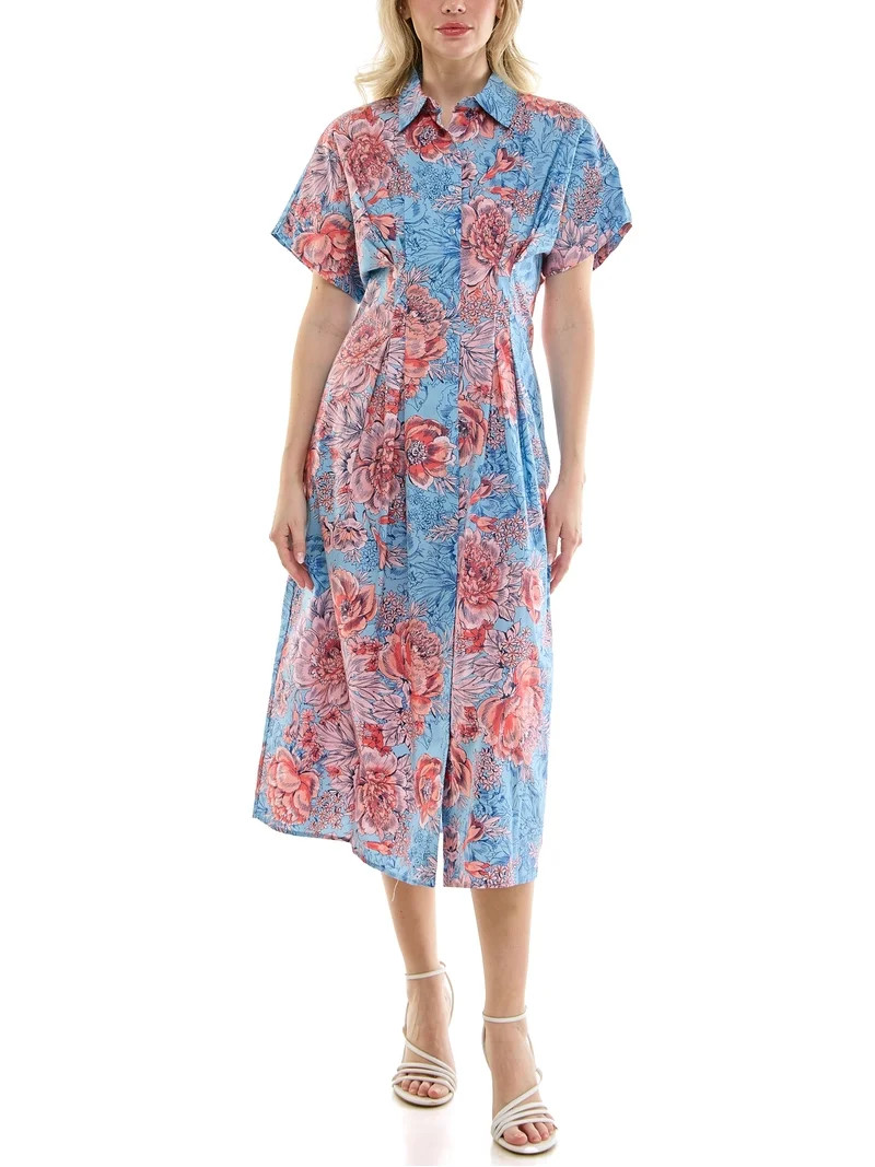Nicole Miller Pintuck Waist Shirtdress, Sizes 4-16 | Walmart (US)