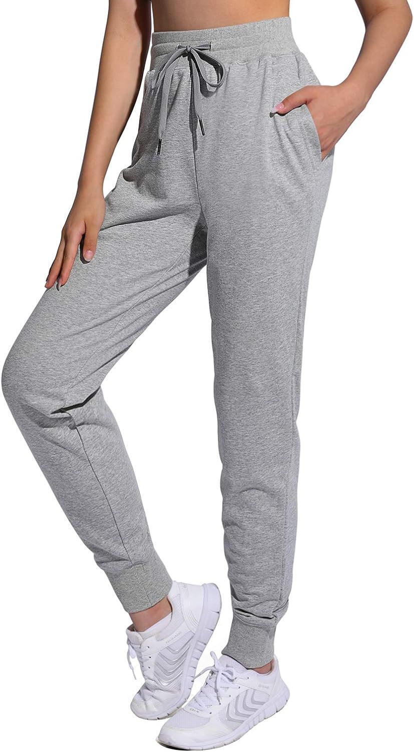 WALK FIELD Sweatpants for Women Cotton Joggers Pants Drawstring Tapered Workout Running Lounge Pa... | Amazon (US)