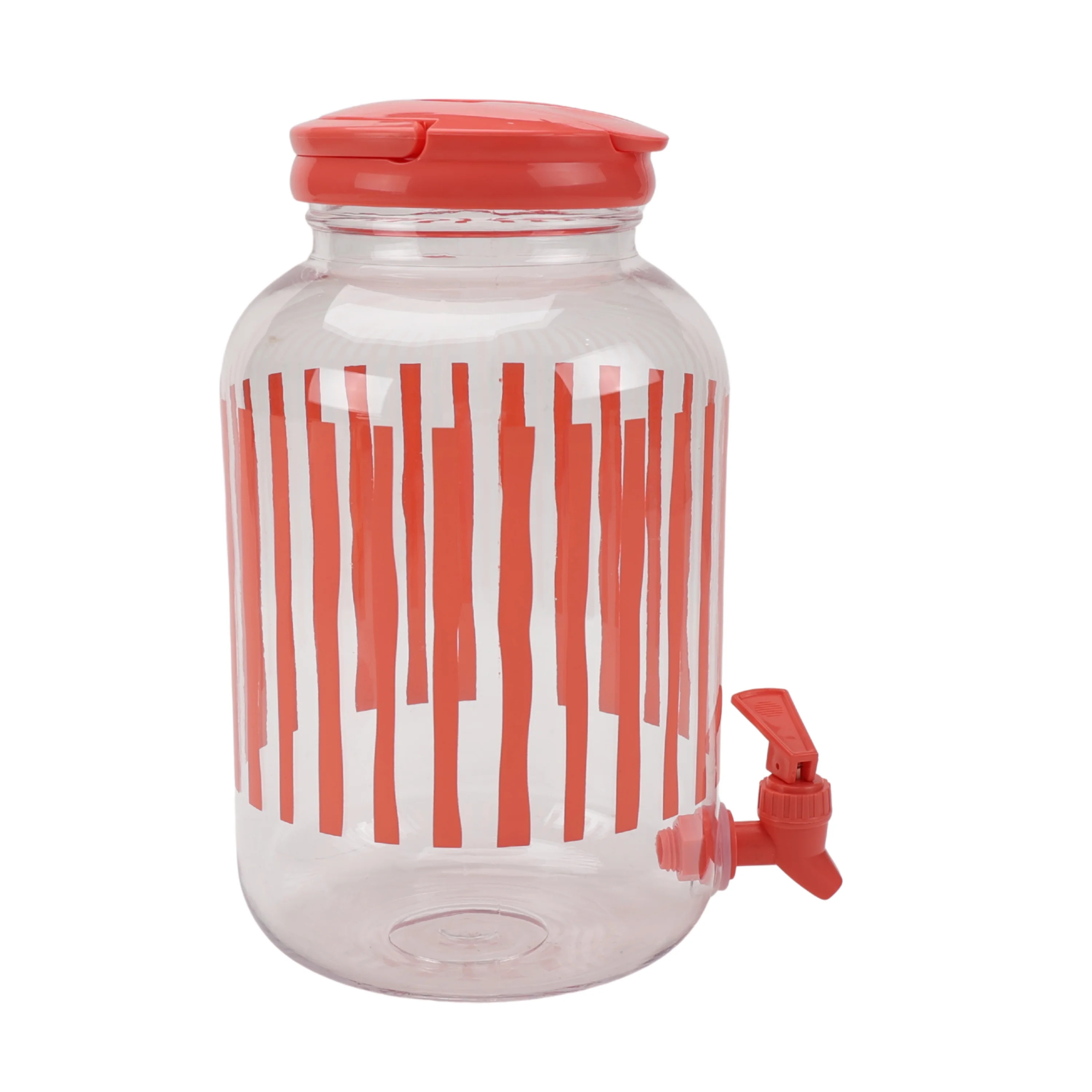 Mainstays 1.2-Gallon Acrylic Stripe Beverage Dispenser, Coral | Walmart (US)