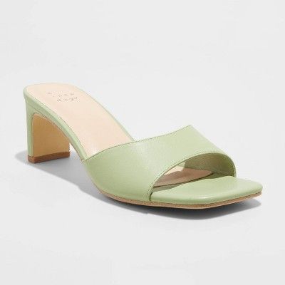 Women's Lindie Mule Heels - A New Day™ Dark Green 10 | Target