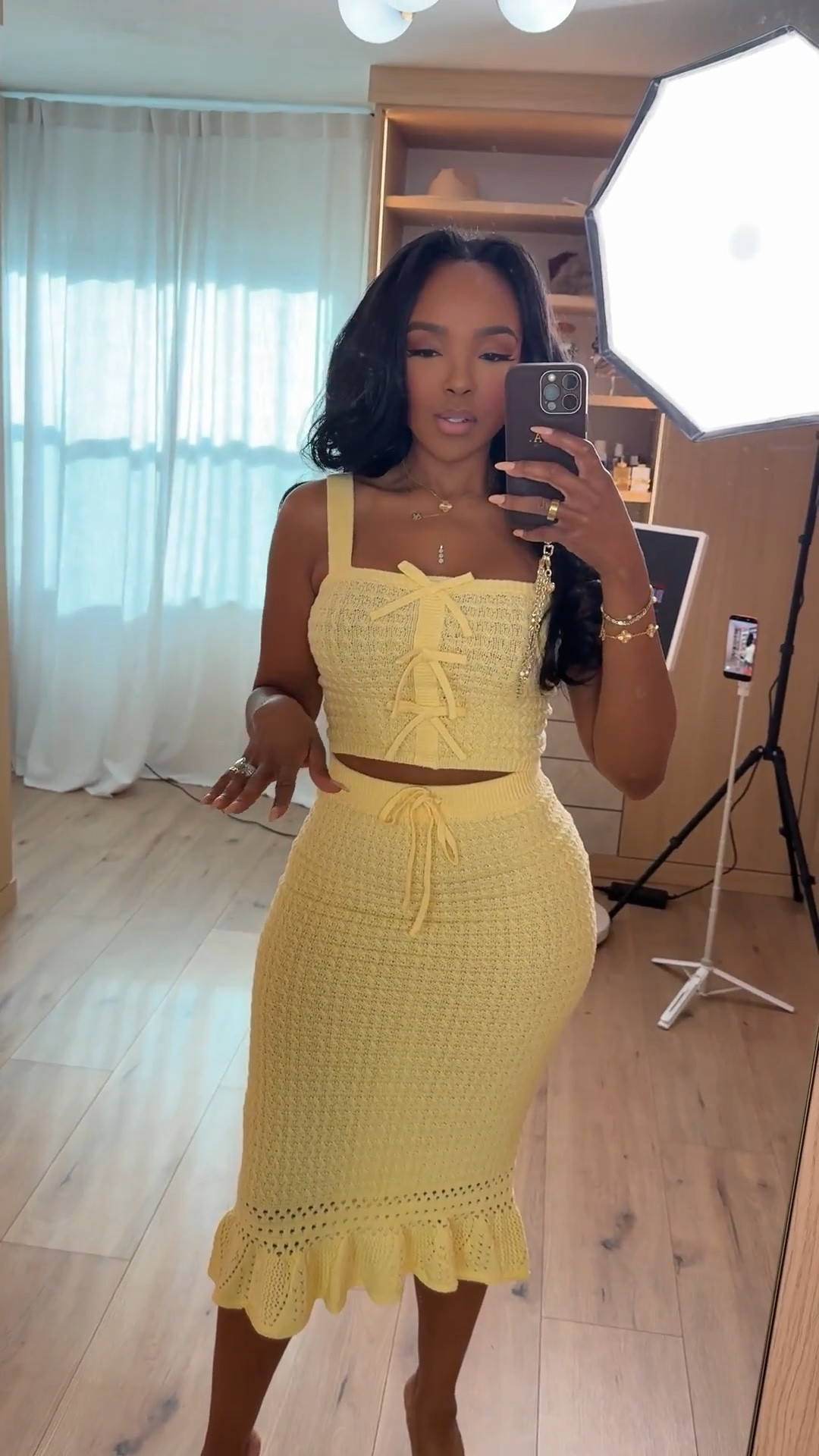 Scroll to shop!! This playful yellow two-piece set that’s perfect for sunny days. The textured knit, lace-up detail, and flattering midi skirt create a playful yet polished look that feels effortless while still standing out.

Perfect for brunch, vacation outfits, summer days, beach dinners, and warm-weather getaways.

#LTKPetite #LTKootd #LTKdayinmylife