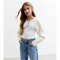 Girls' Off White Ribbed Knit Shrug New Look | New Look (UK)