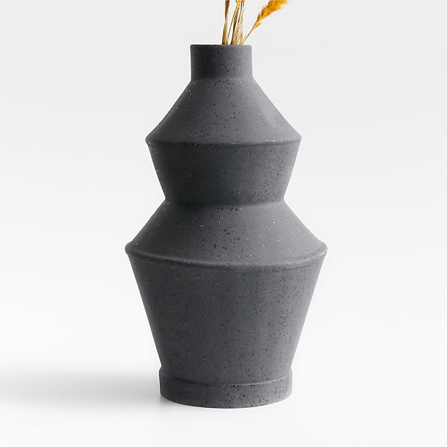 Angle Black Ceramic Vase 14" + Reviews | Crate & Barrel | Crate & Barrel