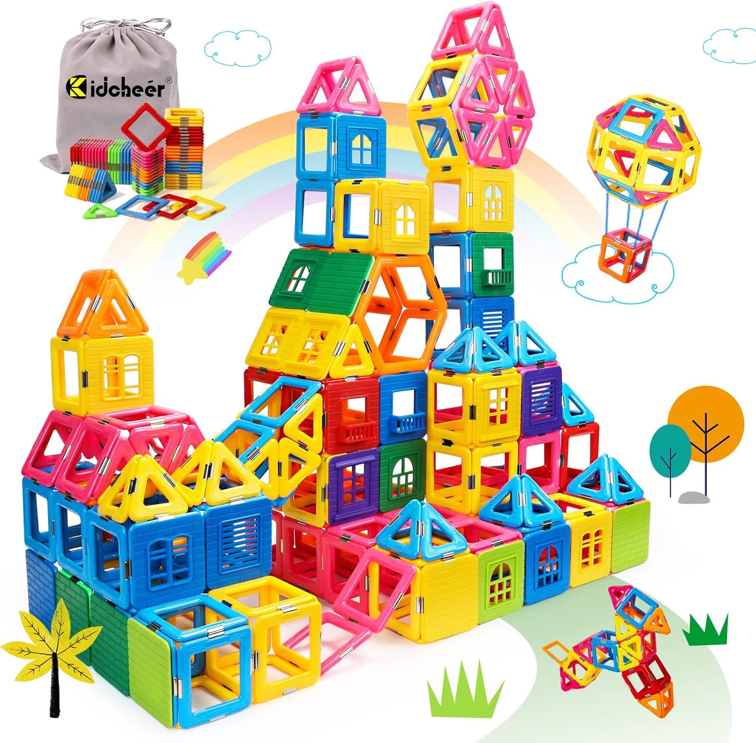 KIDCHEER Magnetic Tiles 72PCS STEM Toddler Toys for 3+ Year Old Boys and Girls Kids Castle Magnet... | Amazon (US)