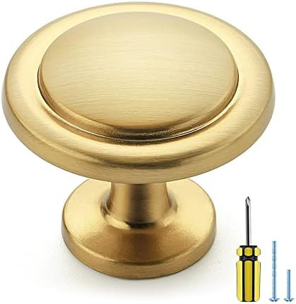 Ravinte 5 Pack 1-1/4" Cabinet Handles Brushed Brass Kitchen Cabinet Knobs Drawer Knobs Dresser Kn... | Amazon (US)