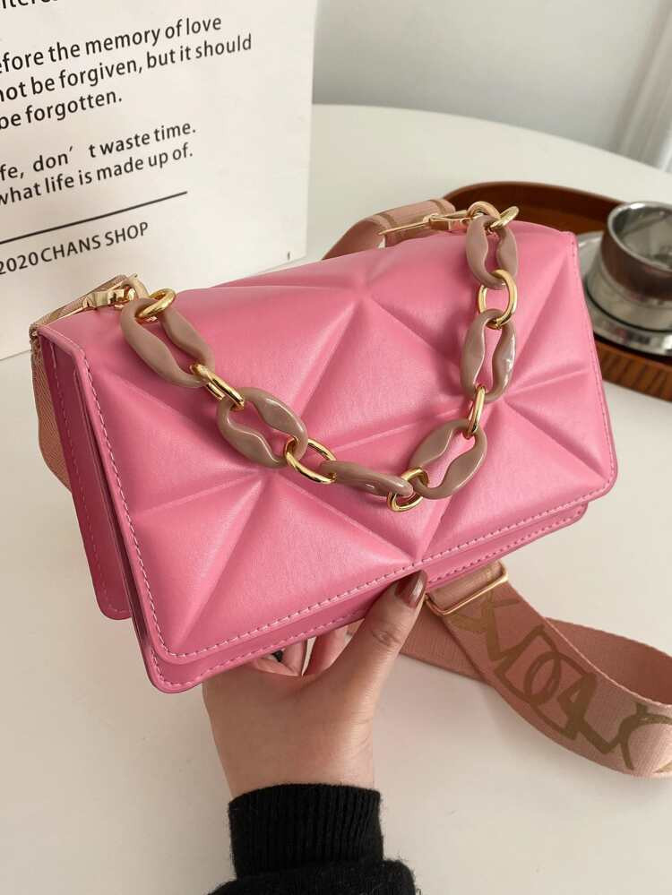 Minimalist Quilted Chain Flap Square Bag | SHEIN