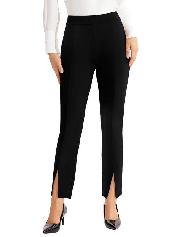 Split Dress Pants for Women Stretch Slim Fit Cropped Capri Pants Pull-On Ankle Pants for Work, Bu... | Amazon (US)