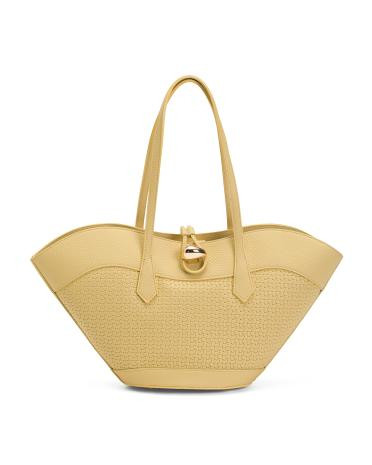 Made In Italy Leather Large Tulip Tote | TJ Maxx