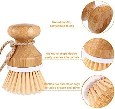 4-Piece Dish Brush Set Include 3 Pieces Bamboo Palm Dish Brush Cleaning Scrub Brush Household Pot... | Amazon (US)