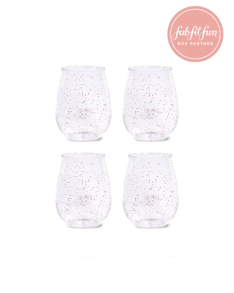 Stemless Acrylic Wine Glass Set of 4 - Glitter Infusion | ban.do