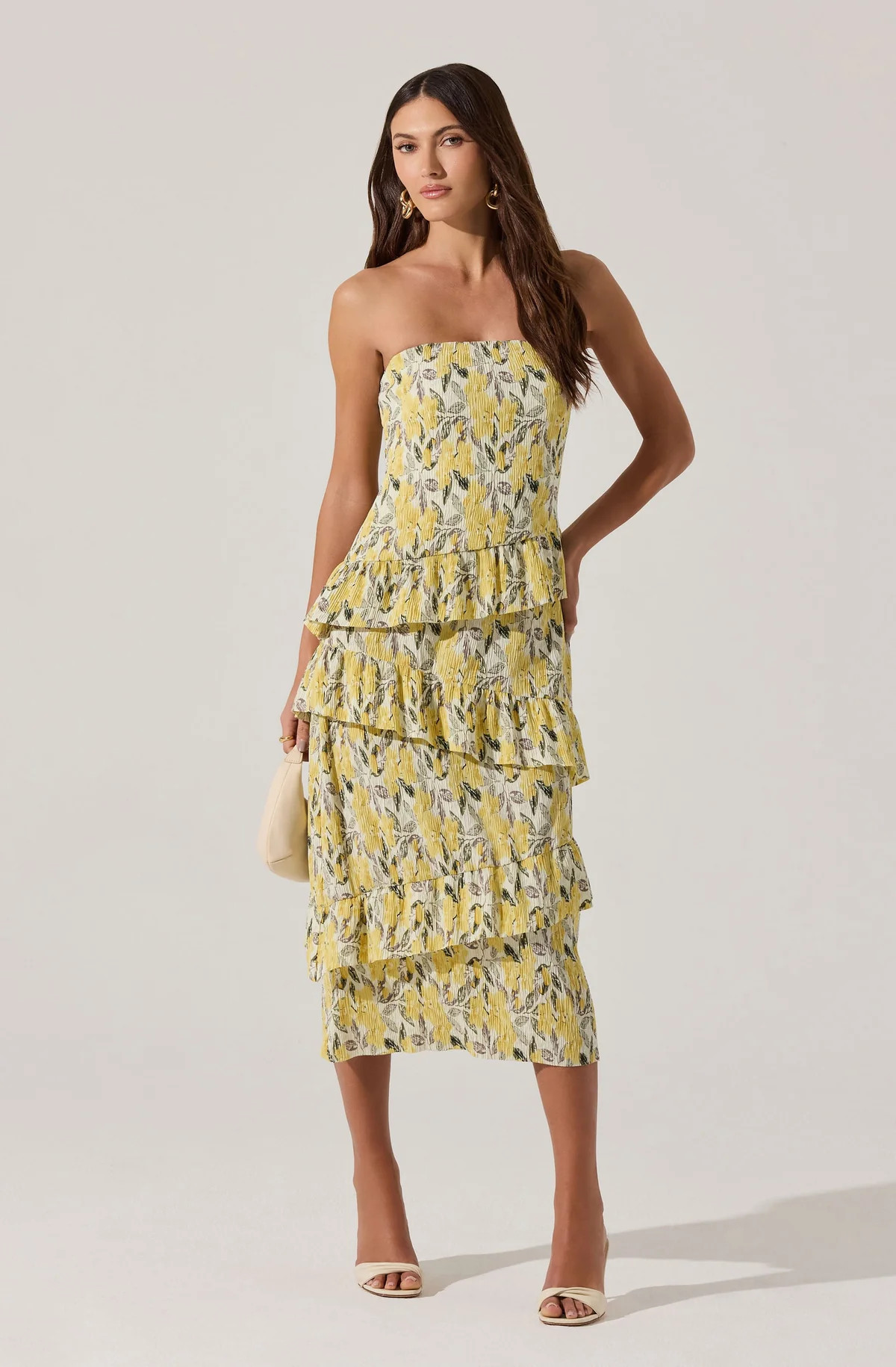 Asymmetrical Tiered Ruffle Midi Dress | ASTR The Label (US)