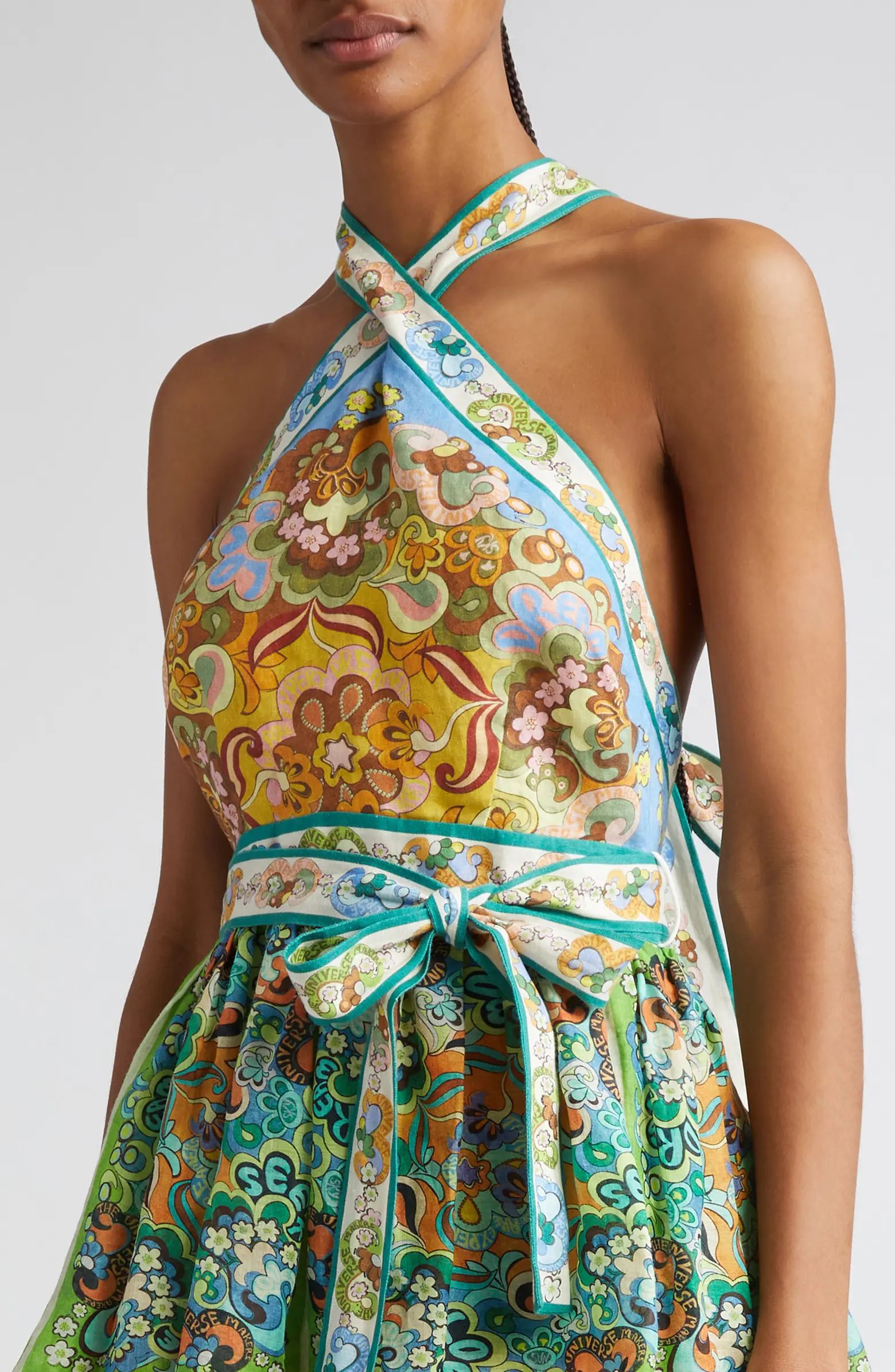 Dreamer Floral Belted Tiered Linen & Ramie Maxi Sundress | Nordstrom