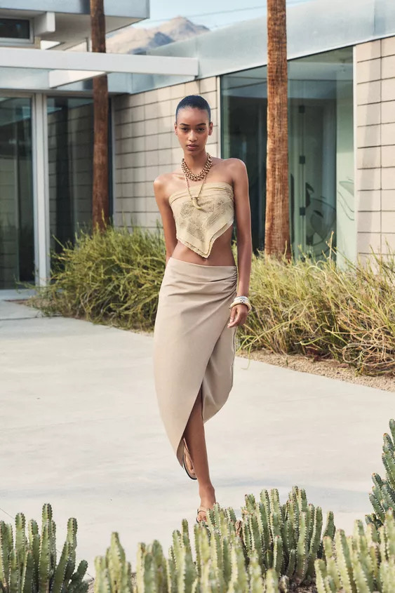 MIDI SKIRT WITH SIDE RUCHING | Zara UK