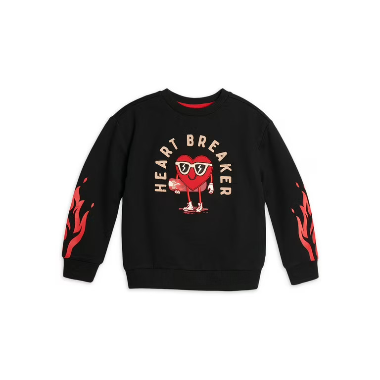 Wonder Nation Toddler Valentine Day Crewneck Sweatshirt with Long Sleeves, Sizes 2T-5T | Walmart (US)