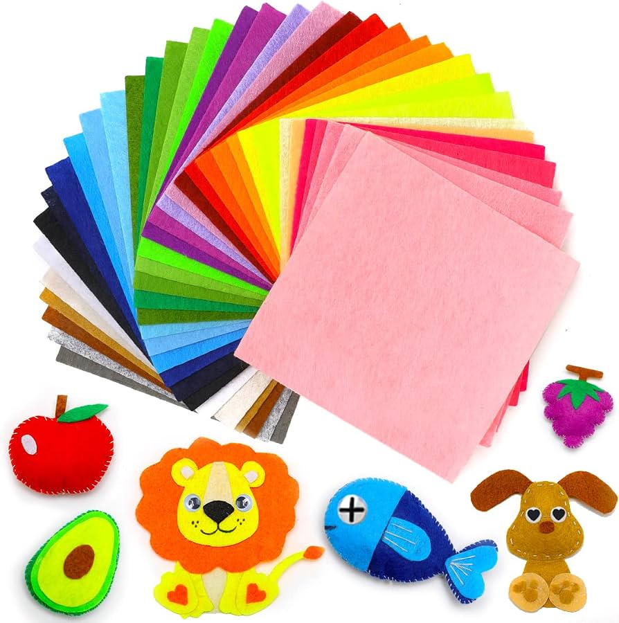 IOOLEEM Felt Sheets, 108pcs 4"x4" (10 cm x 10 cm), 36 Colors, Pre-Cut Felt Sheet for Crafts, Craf... | Amazon (US)