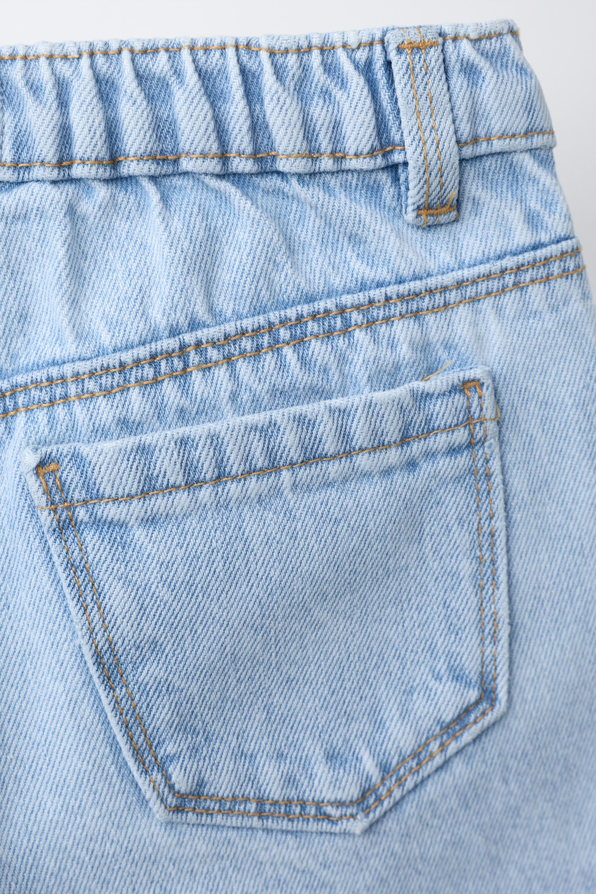 MOM FIT DENIM SHORTS WITH CROCHET FLOWERS | Zara US