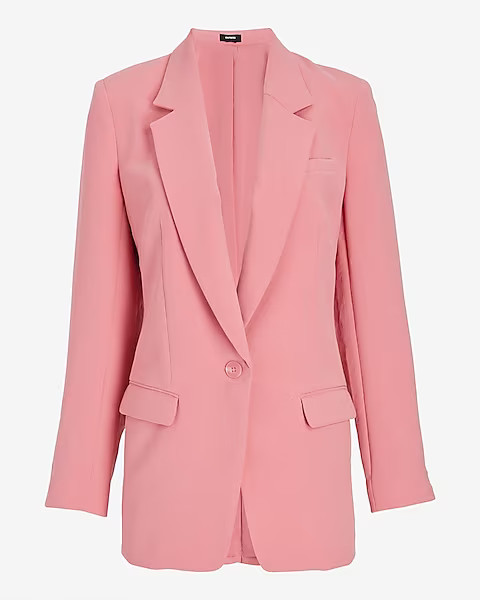 Twill One Button Cinched Boyfriend Blazer | Express
