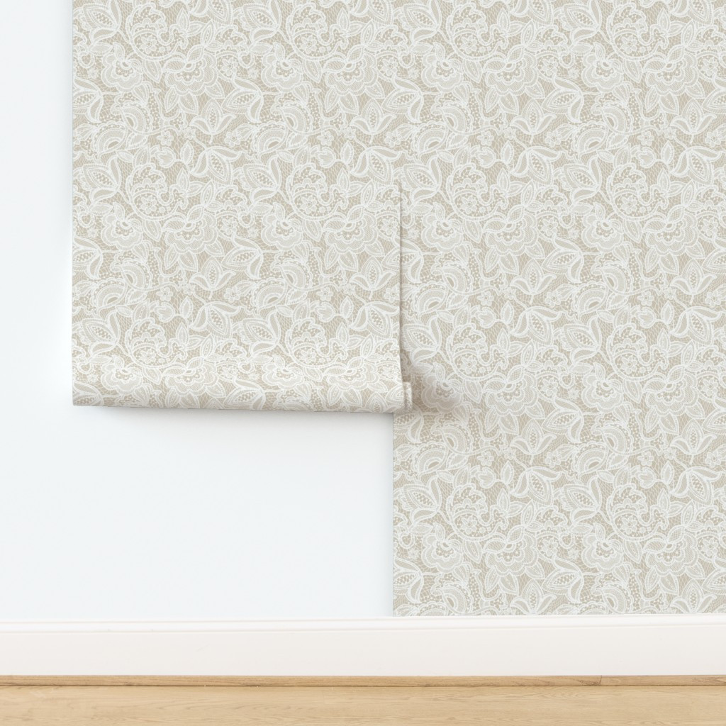 linen lace Wallpaper | Spoonflower | Spoonflower
