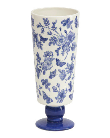 5x13 Toile Pedestal Ceramic Vase | TJ Maxx