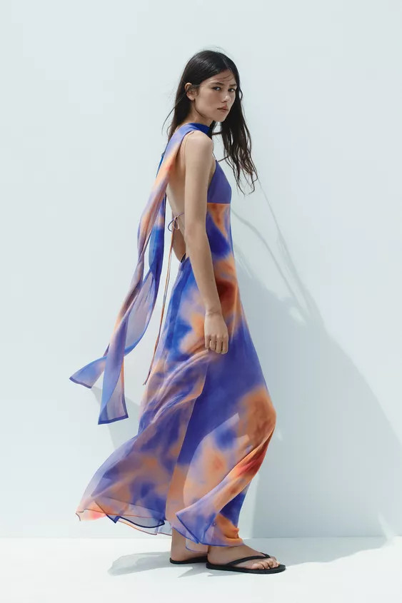 LONG PRINTED SCARF DRESS | Zara UK