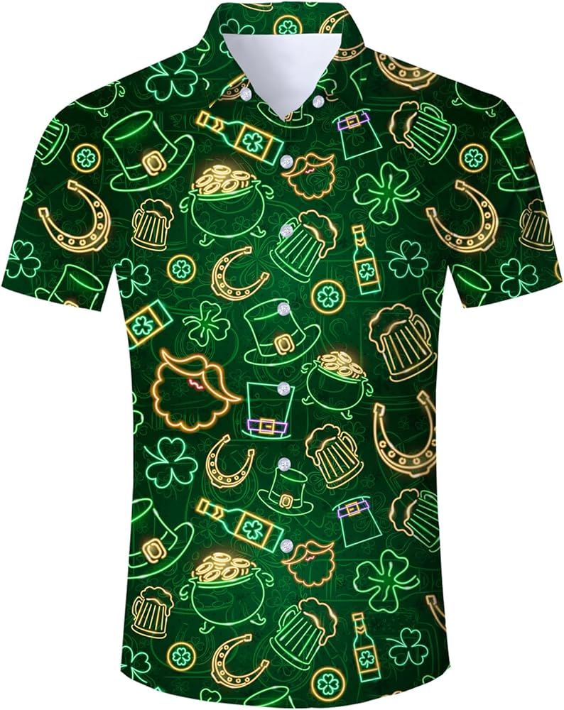 Fanient Mens Hawaiian Shirt Summer 3D Print Casual Short Sleeve Button Down Graphic Aloha Dress S... | Amazon (US)