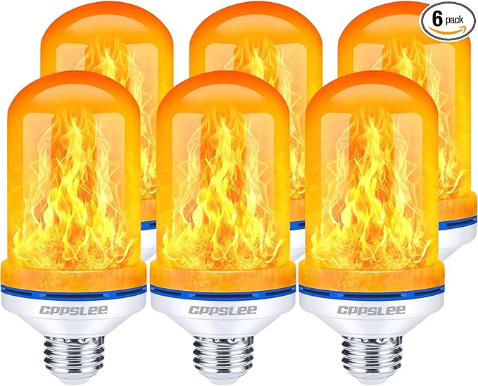 CPPSLEE Upgraded LED Flame Light Bulbs, 4 Modes Flickering Light Bulbs, E26 Base Fire Flame Bulb ... | Amazon (US)