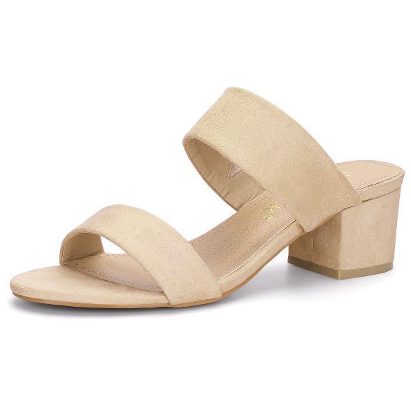 Allegra K Women's Block Heel Dual Straps Slide Sandals | Target