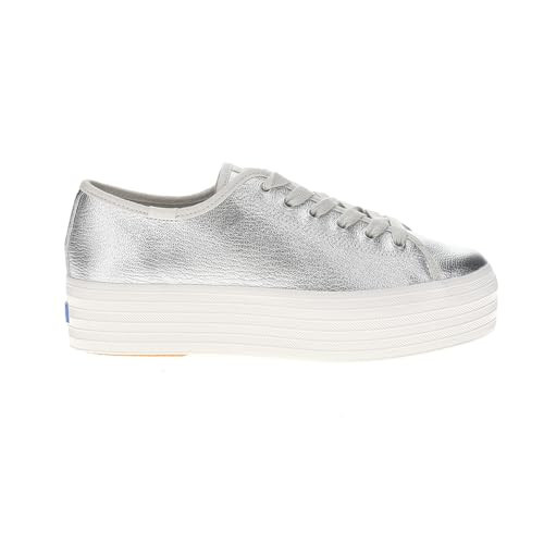 Keds Women Triple Up Leather Silver Metallic Leather 8 Medium | Amazon (US)