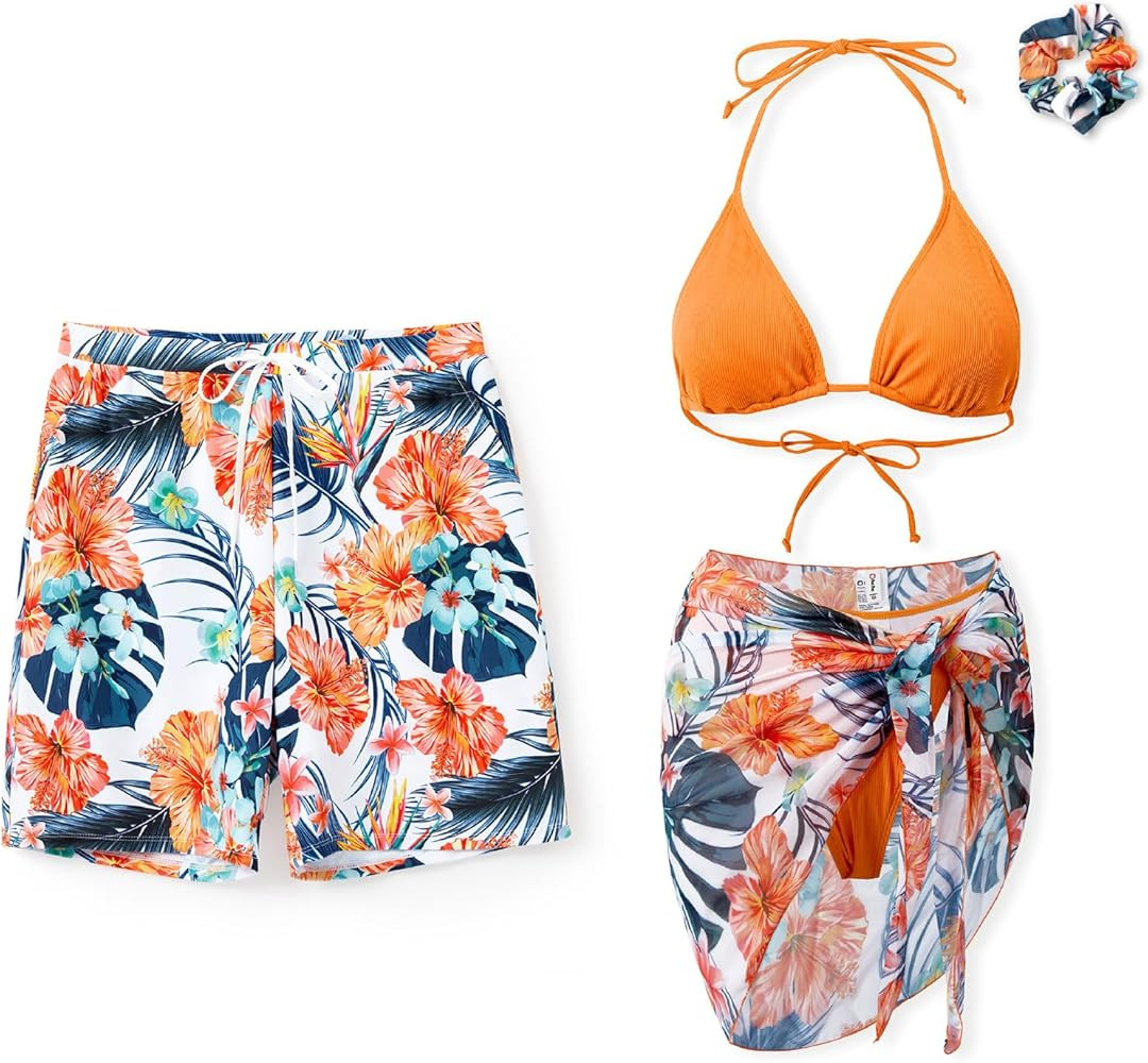 PATPAT Matching Swimsuits for Couples - Spaghetti Strap Bikini Set or Swim Trunks Bathing Suits H... | Amazon (US)