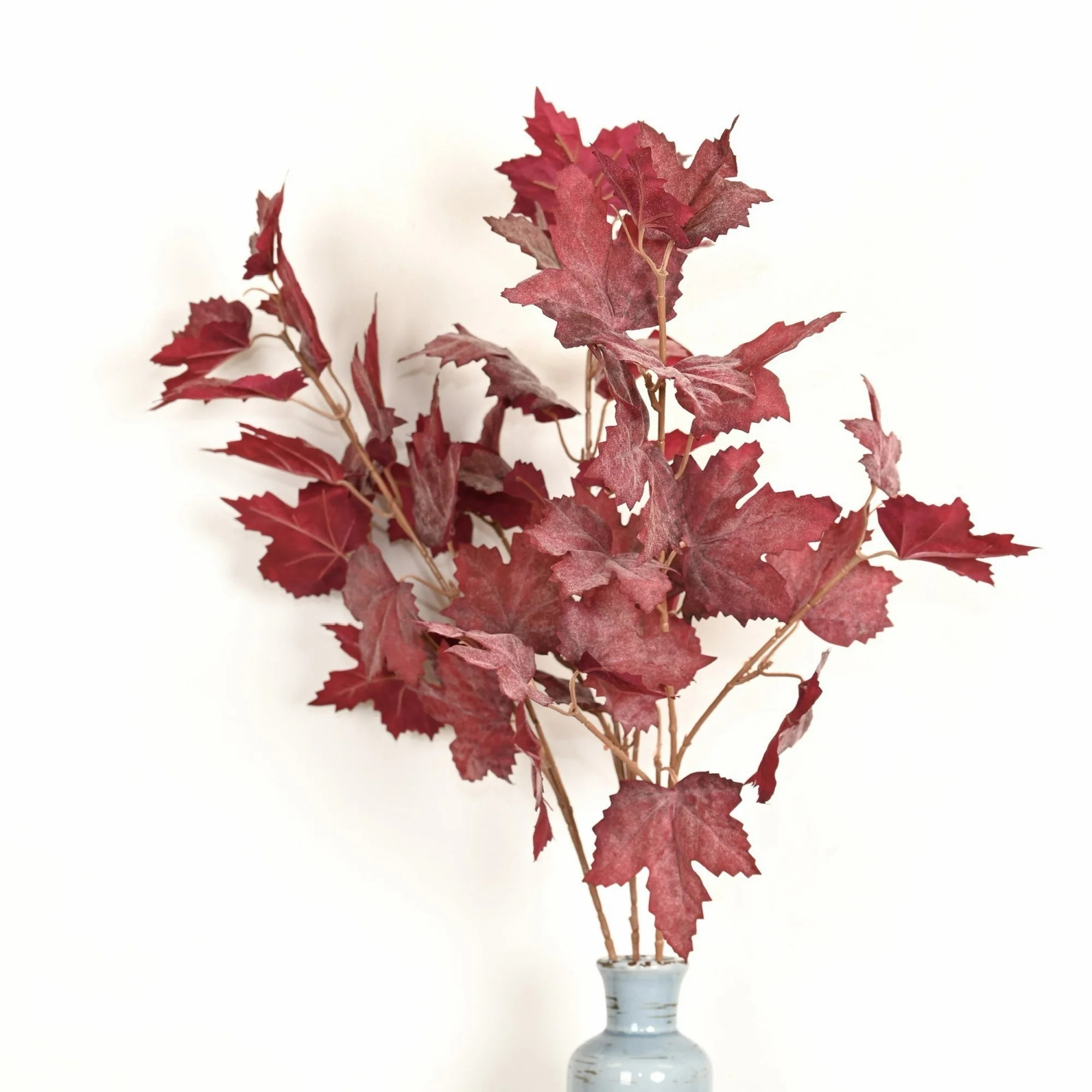32" Artificial Fall Lobed Maple Leaf Spray Long Textured Twig Faux Autumn Foliage Stem Vase Filler Farmhouse Mantel Harvest Wedding Table Floral Decor | Wayfair North America