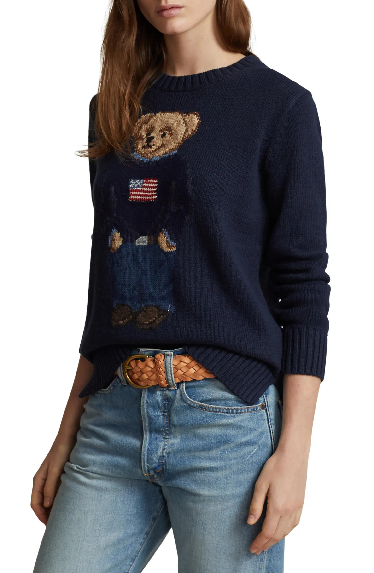 Bear Graphic Cotton & Linen Crewneck Sweater | Nordstrom