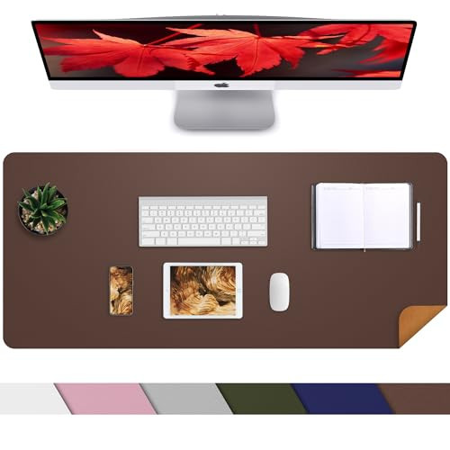 Desk Mat,35.4" x 17" Leather Desk mat,Desk matt for Desktop,Large Mouse Pad,Office Desk mat,Waterproof Desk Blotter pad for Office&Home(Coffee) | Amazon (US)