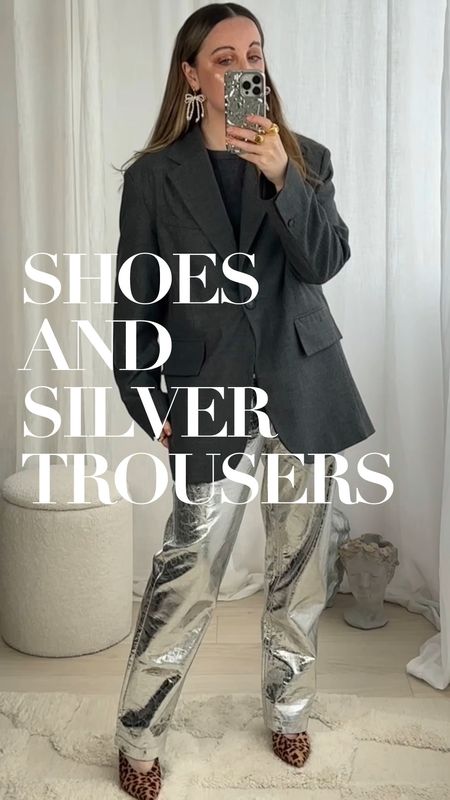 Four pairs of shoes you can wear with silver trousers… 🪩
Silver trousers | Silver jeans | Metallic | autumn stye | Petite outfits | 3D Rose shoes | silver pants outfit ideas | Oversized blazer | workwear idea | Metallic | Festive outfits | Leopard print shoes | Pearl bow shoes | Rhinestone mesh heels

#LTKparties #LTKshoecrush #LTKworkwear