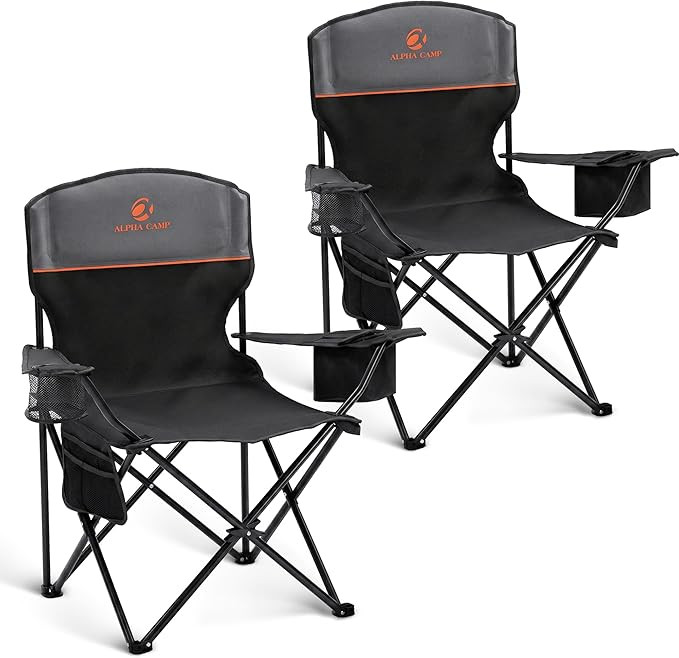 ALPHA CAMP 2-Pack Camping Chair with Cooler Bag, Heavy Duty 250lbs Capacity Folding Chair with Lu... | Amazon (US)
