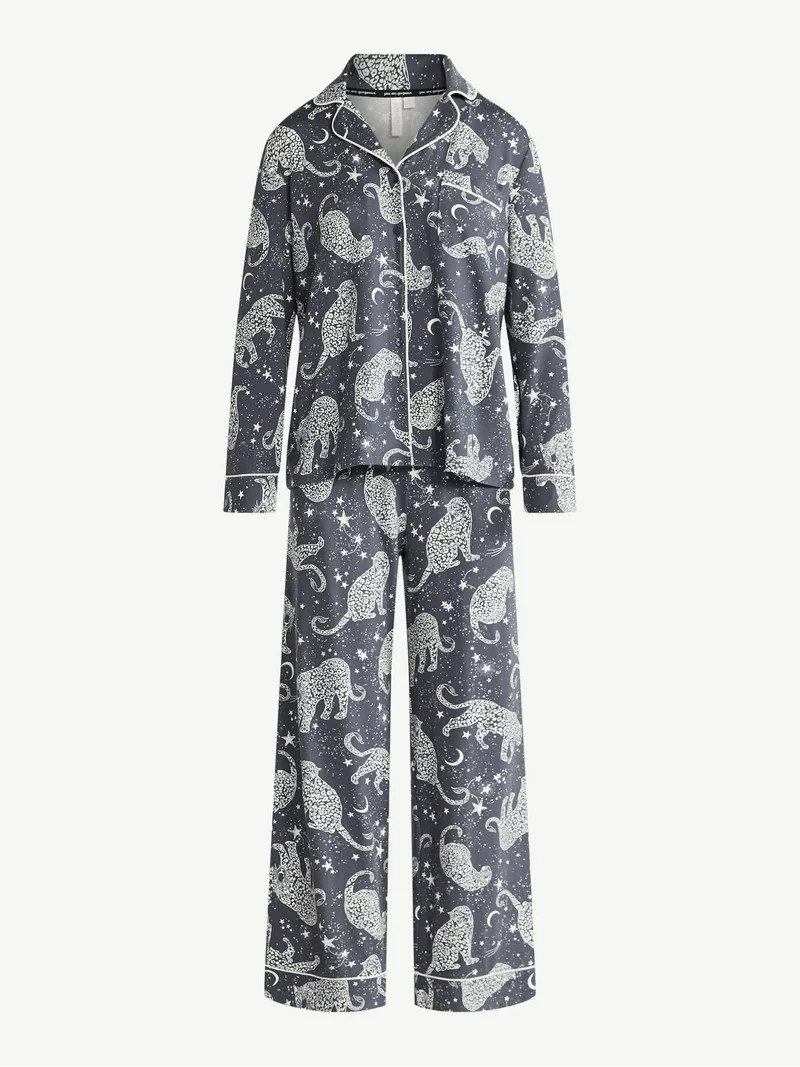 Joyspun Women’s Dreamy Soft Collection Long Sleeve Top and Pants Pajama Set, Sizes XS-4X | Walmart (US)