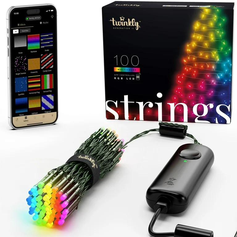 Twinkly Strings App Controlled Green Wire Christmas Light String Indoor and Outdoor Smart Home Li... | Walmart (US)
