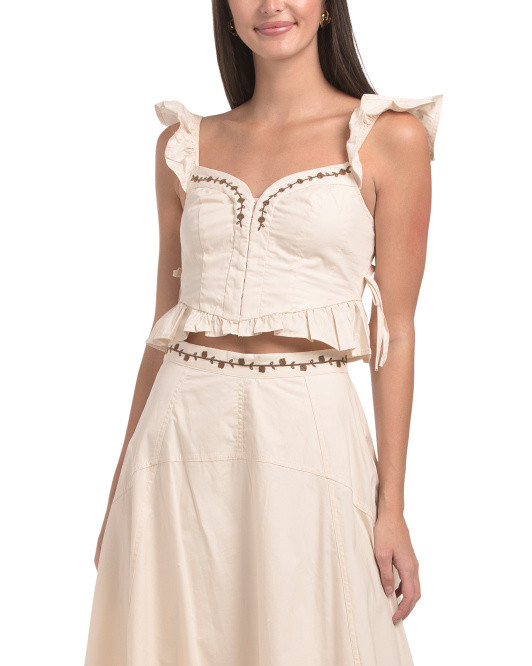 Embroidered Rose Trim Top | TJ Maxx