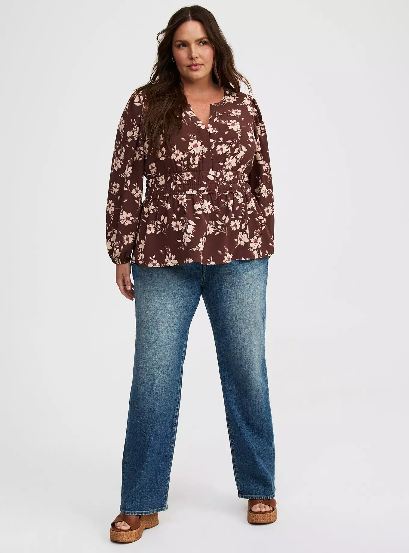 Peplum Y-Neck Top | Torrid (US & Canada)