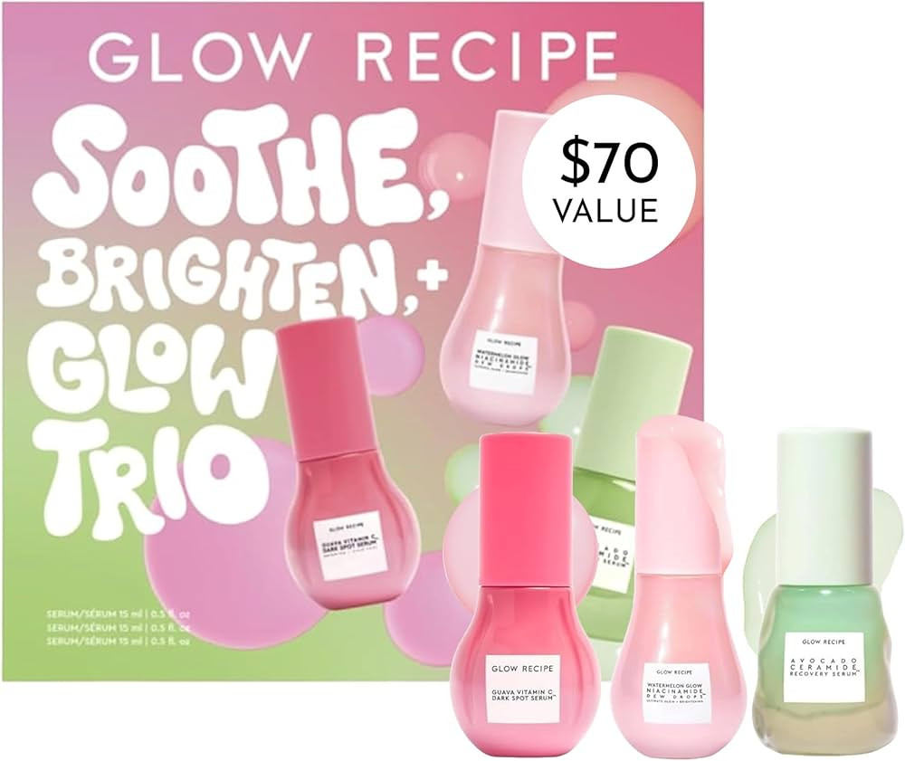 Glow Recipe Soothe, Glow & Bright Gift Set - Holiday Skincare Set with Niacinamide Dew Drops Face... | Amazon (US)