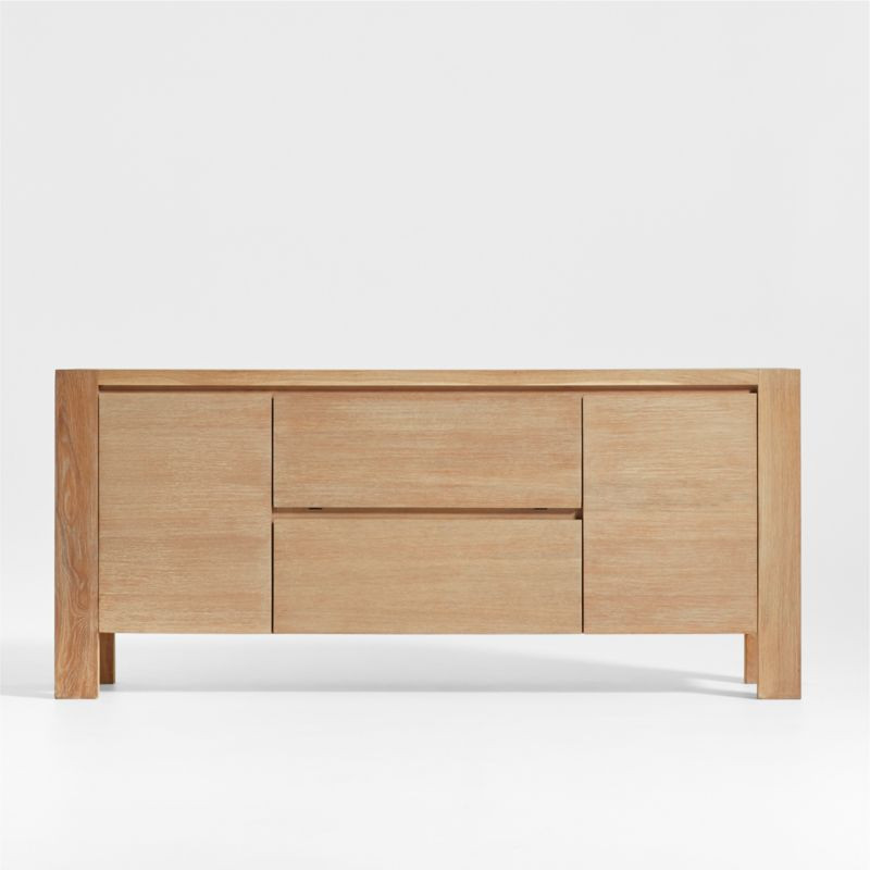 Terra 68" Natural Oak Wood Storage Media Console + Reviews | Crate & Barrel | Crate & Barrel