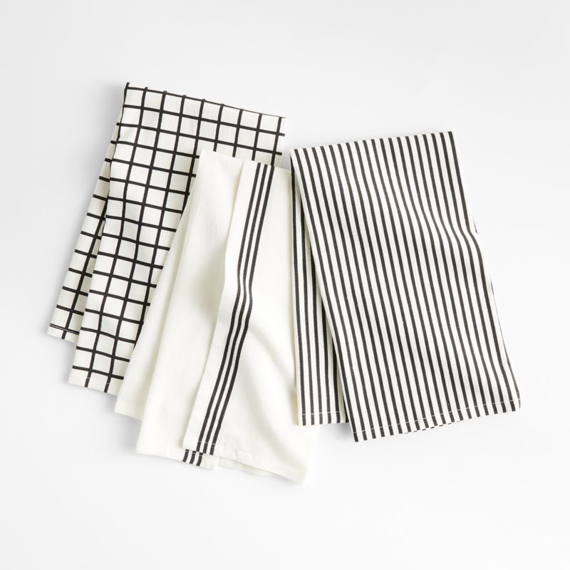 Black Flour Sack Dish Towel Set with Reusable Bag + Reviews | Crate & Barrel | Crate & Barrel