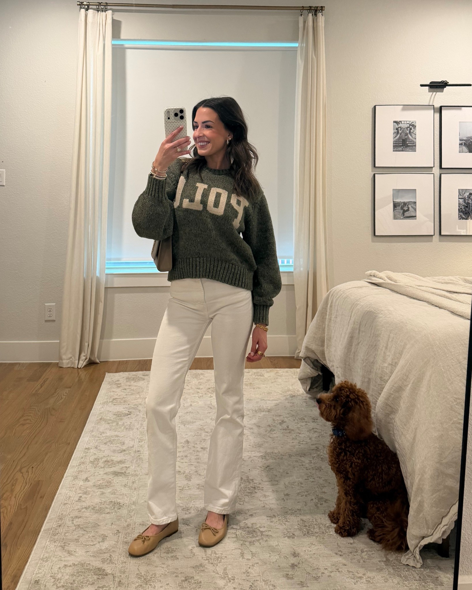 Casual ootd! Polo sweater, white jeans, nude ballet flats 


#LTKWorkwear #LTKSeasonal #LTKootd