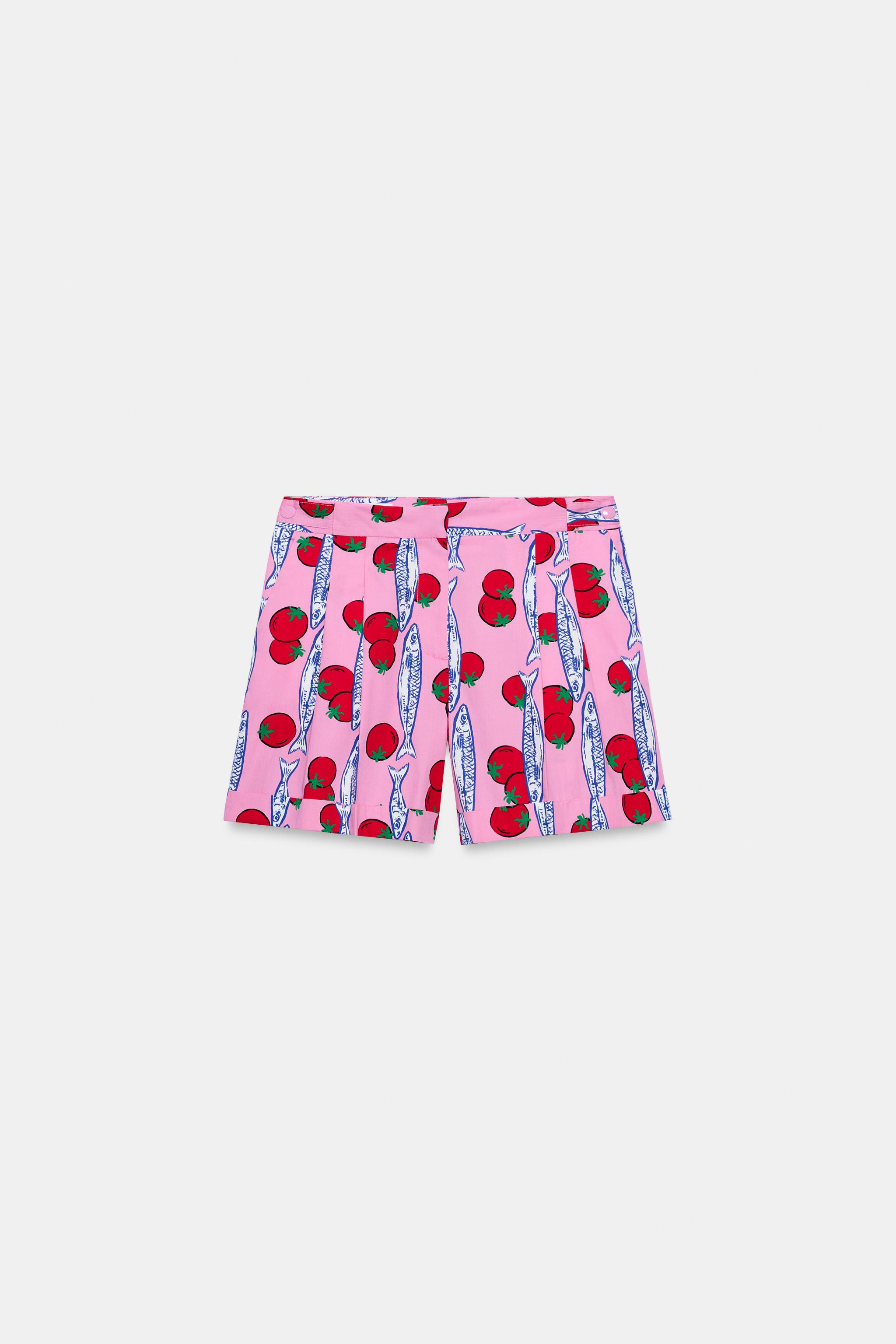 PRINTED PLEATED SHORTS | Zara US