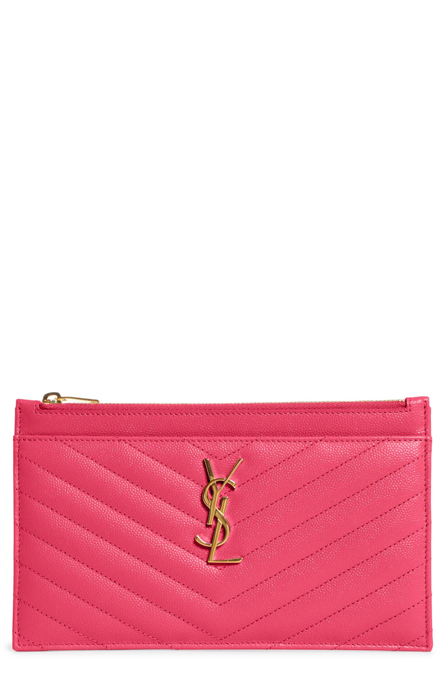 Saint Laurent Monogramme Quilted Leather Zip Pouch | Nordstrom | Nordstrom