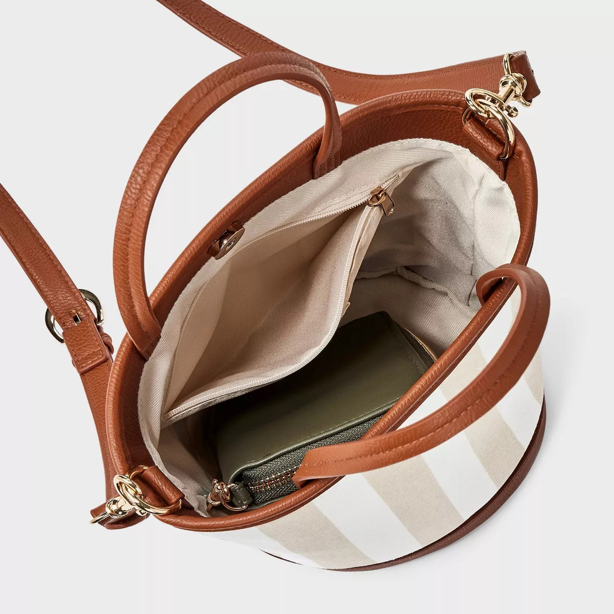 Striped Bucket Bag - Universal Thread™ Stucco/Fresh White | Target