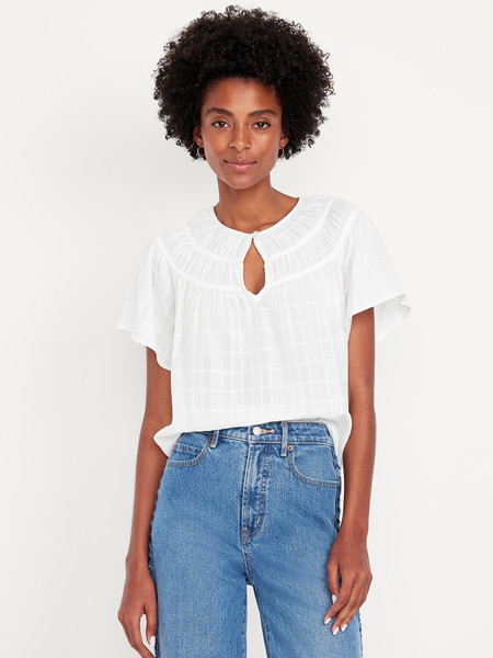 Flutter-Sleeve Dobby Top | Old Navy (US)